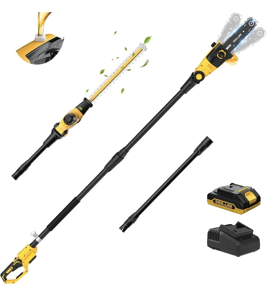 ZEGJAW Pole Saw 8-Inch Cordless Tree Trimmer