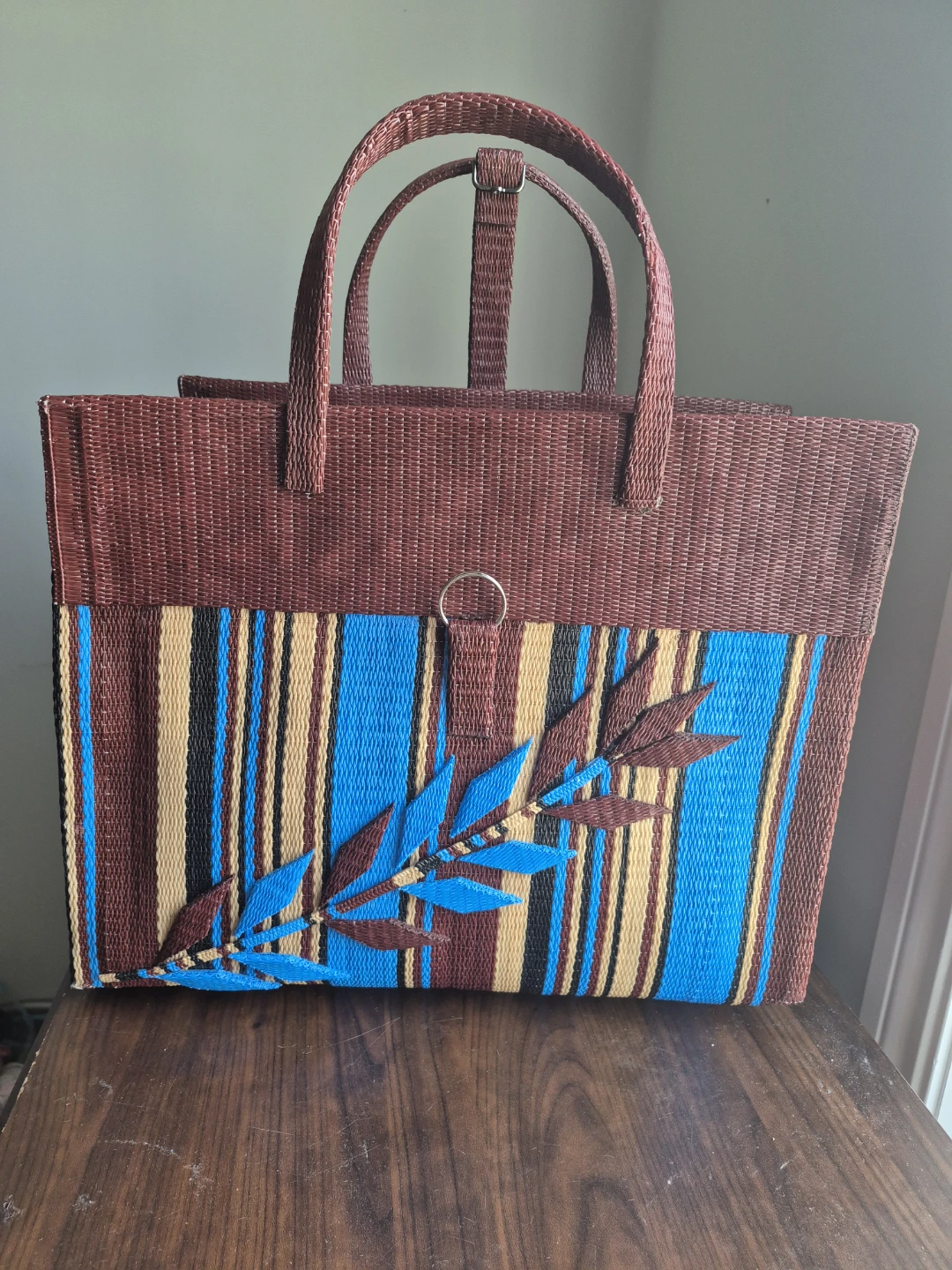 Woven Tote Bag with Decorative Front