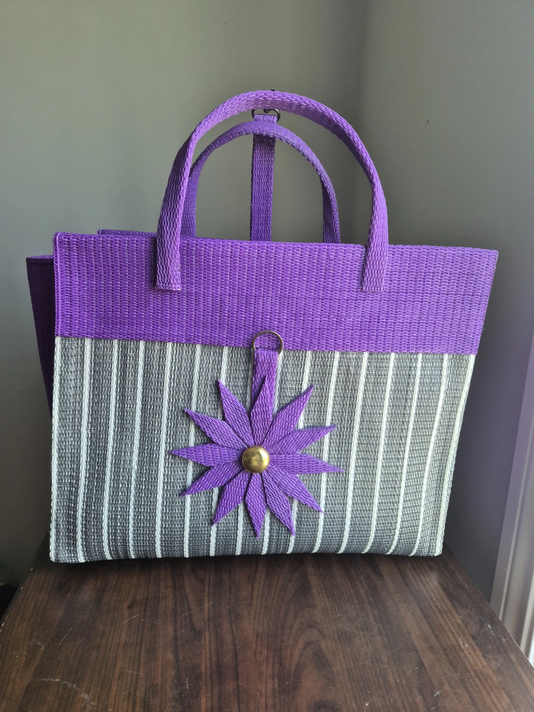 Woven Tote Bag with Decorative Front - photo 2