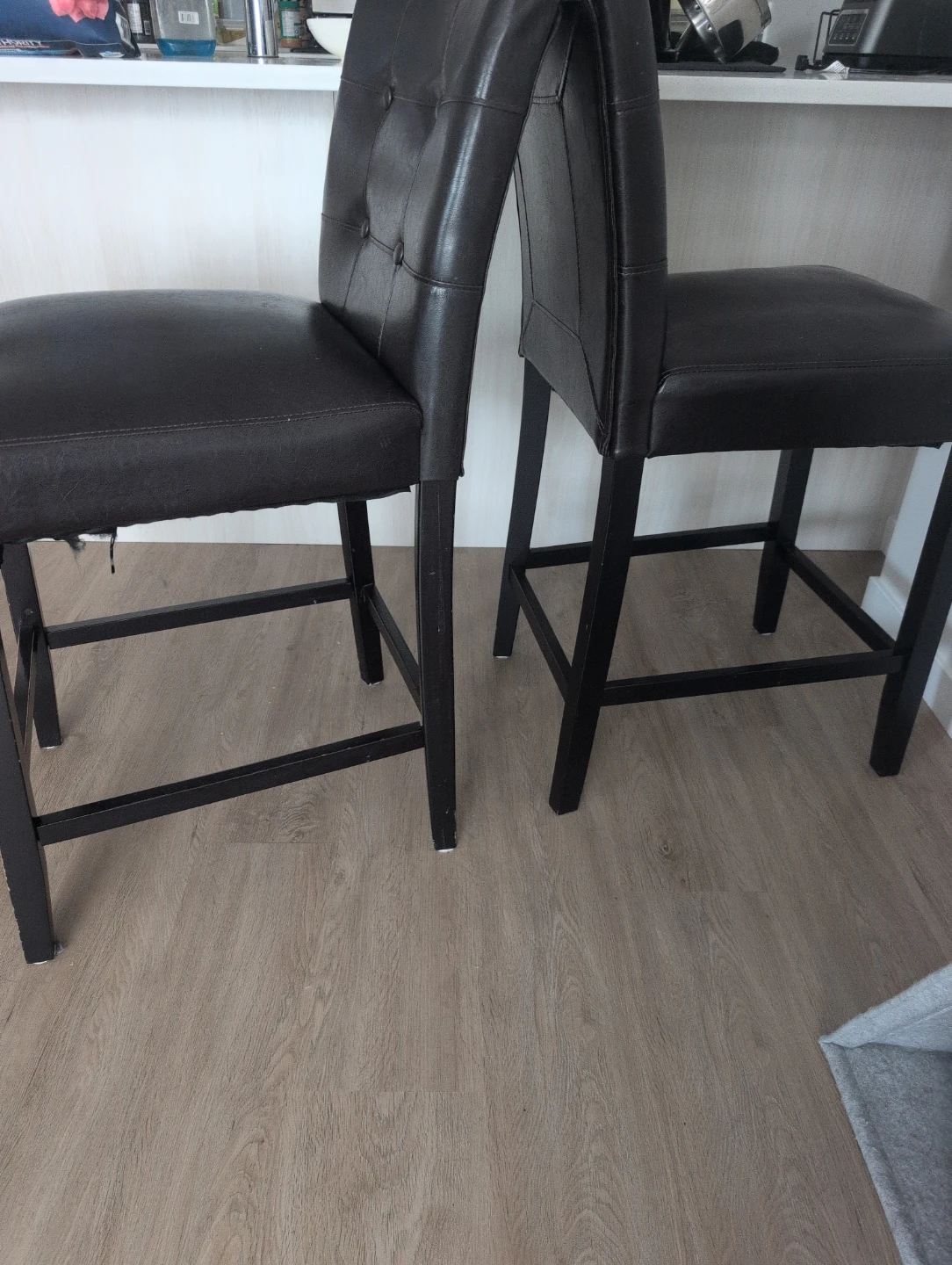 Dark Brown Faux Leather Bar Stools (Set of 2) - photo 4
