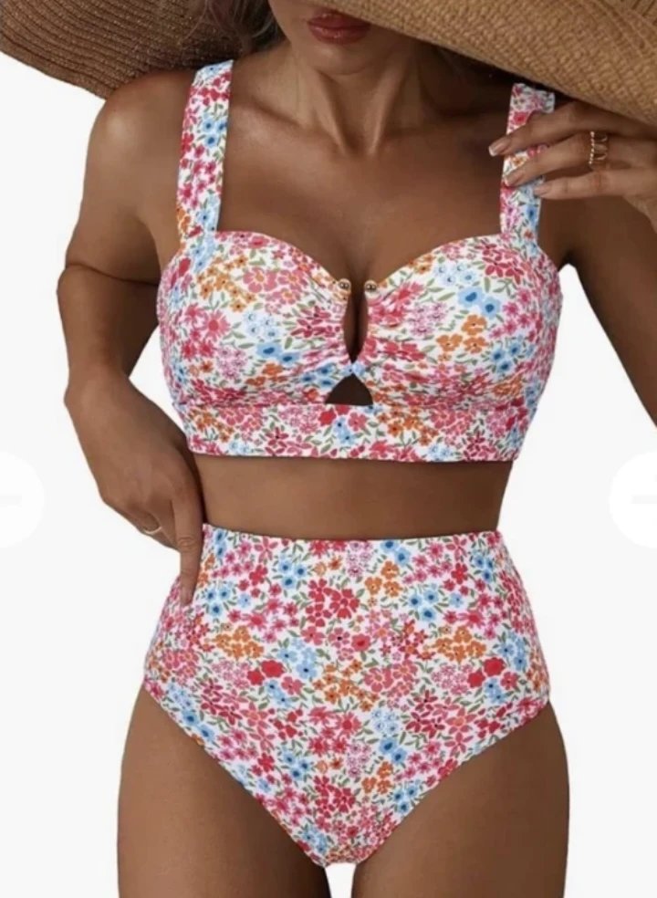 Floral High-Waisted Bikini Set 2xl