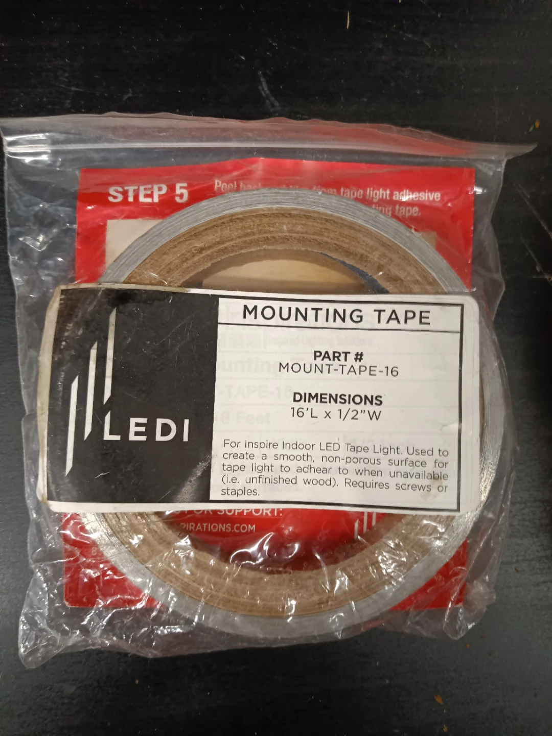LEDI Mounting Tape 16'L x 1/2"W