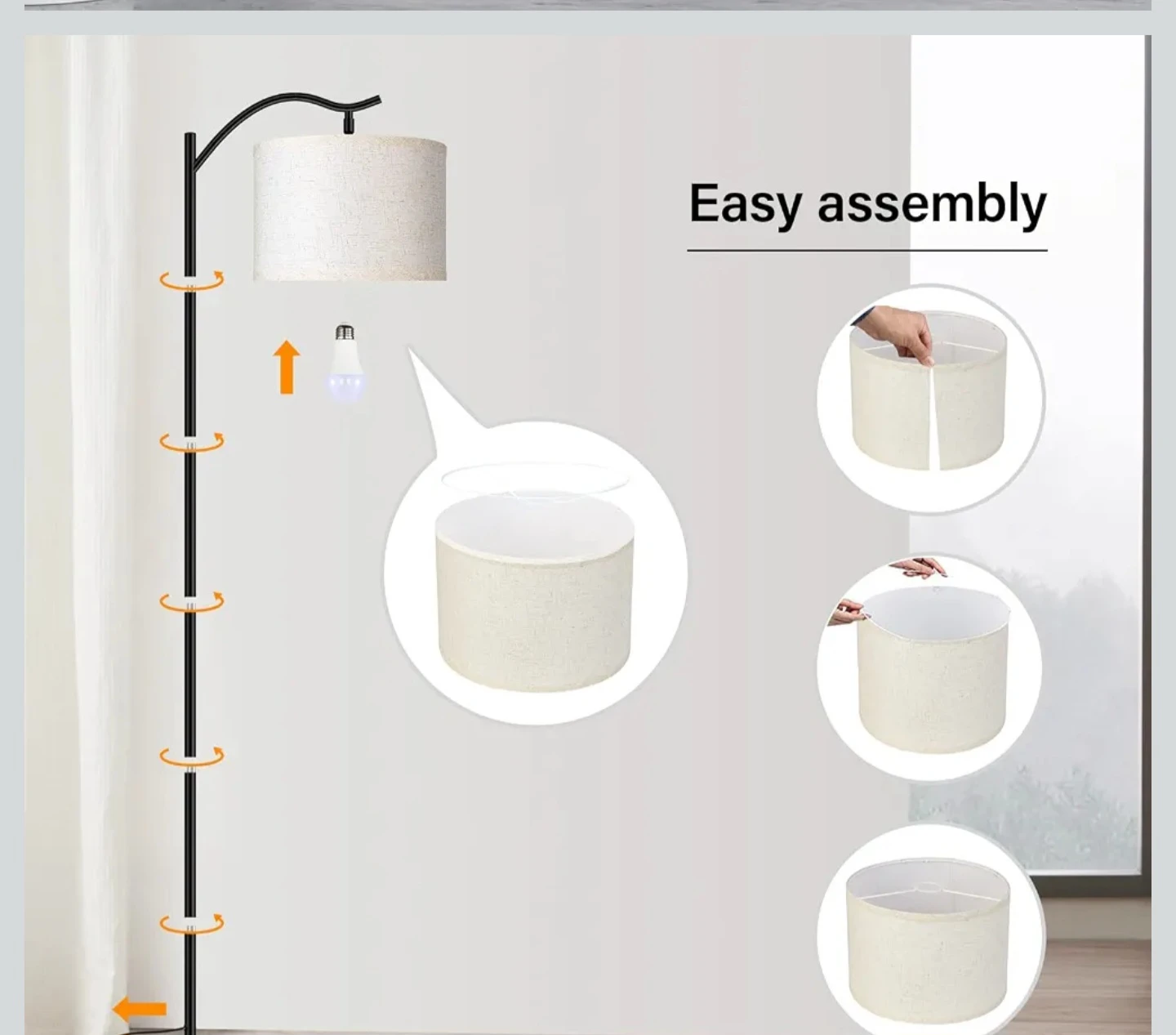 Adjustable Floor Lamp with Linen Shade - photo 3