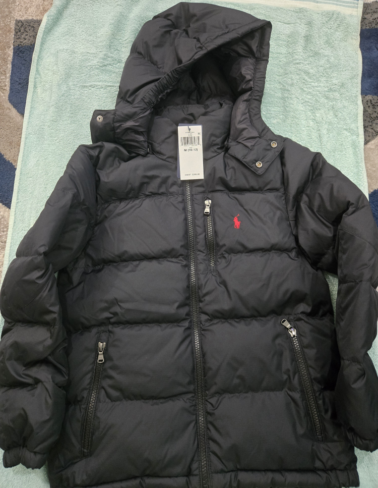 Polo Ralph Lauren Puffer Jacket - Black - Size M (10-12)