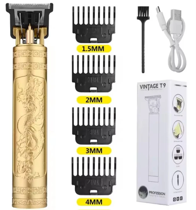 Vintage T9 Professional Hair Clipper Trimmer - Gold - photo 4