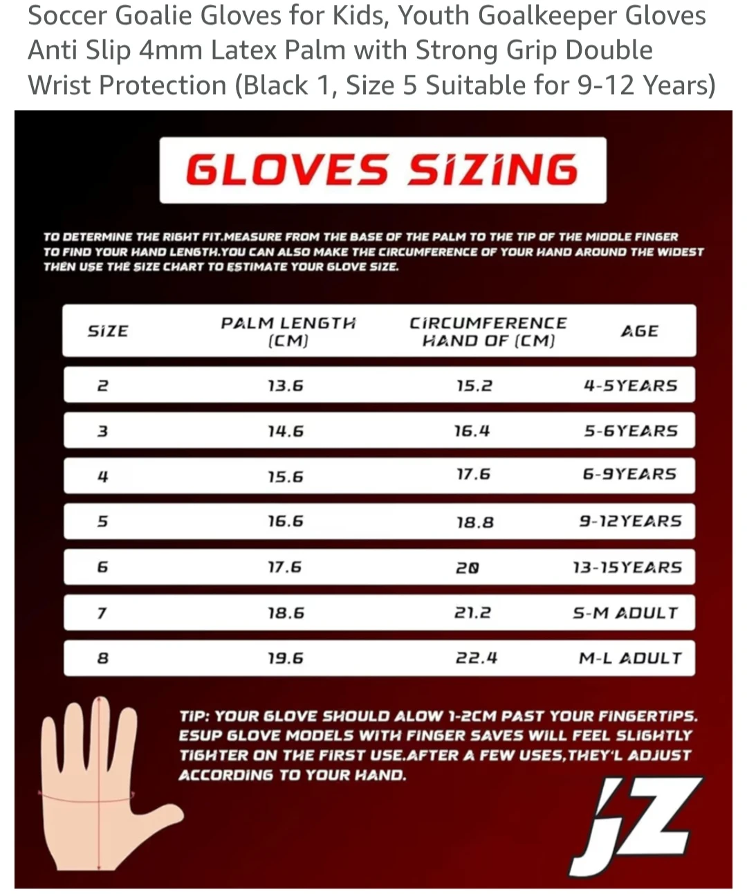 Jazzy Youth Goalie Gloves Size 5 - Black - photo 5