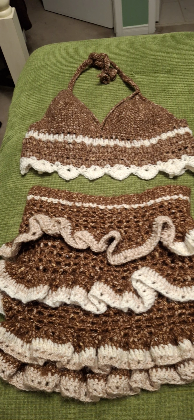 Crocheted Halter Top and Skirt Set