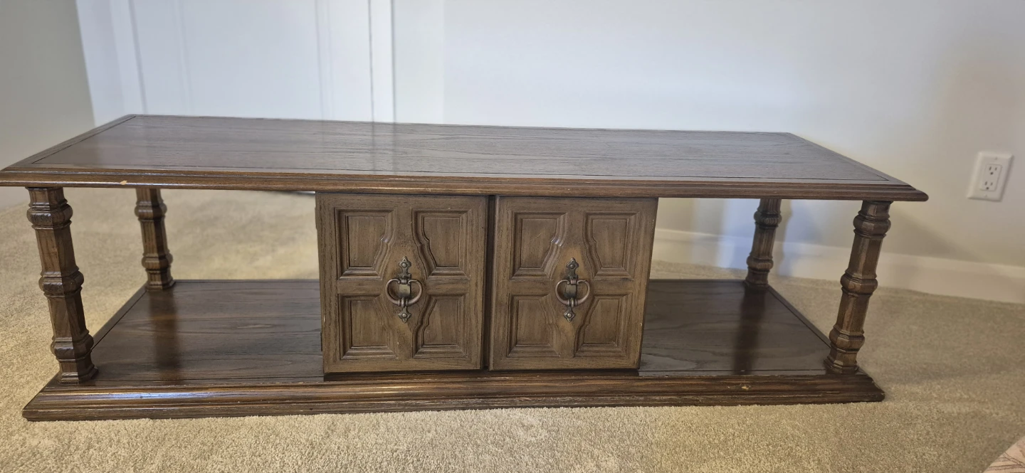 Vintage tv stand Table with Cabinet Doors