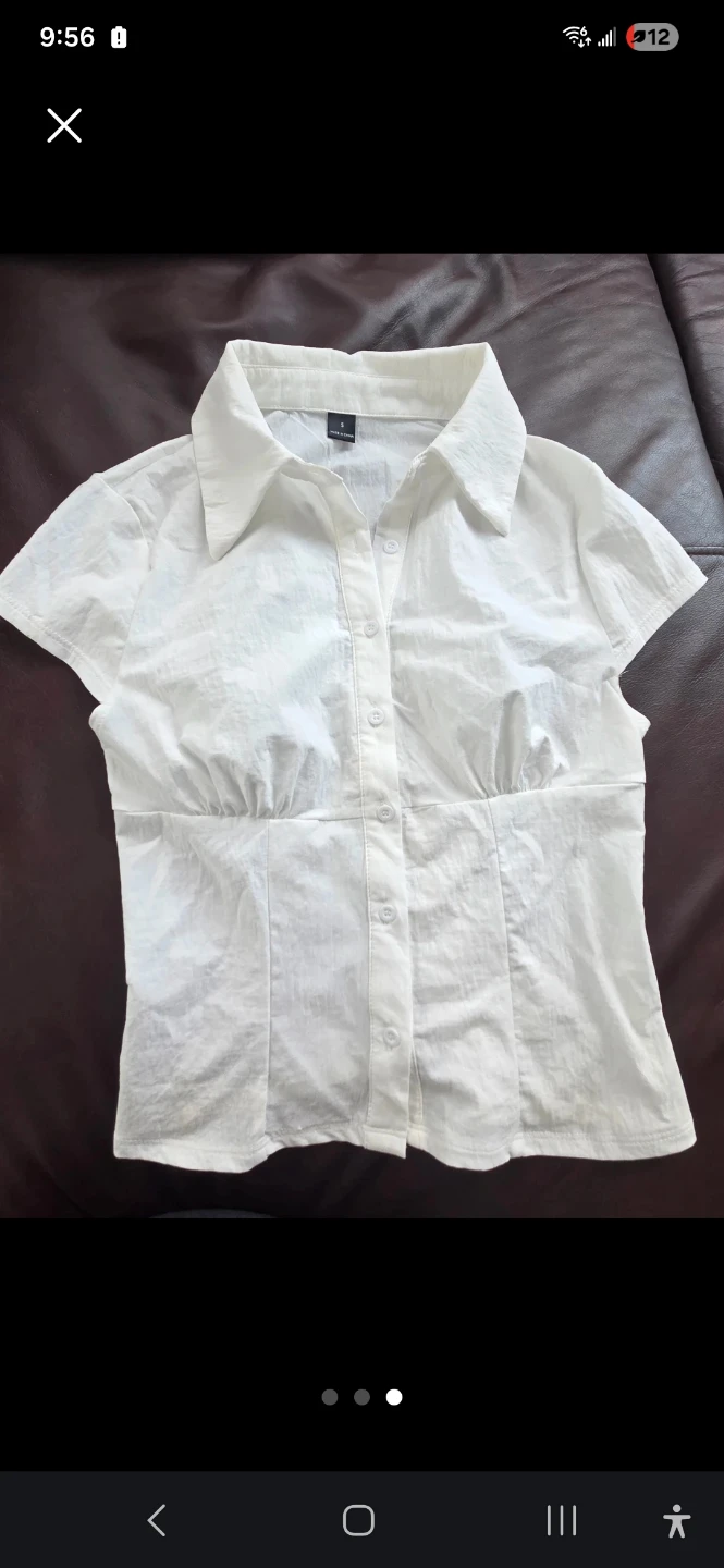 Collared Button-Up Blouse Short Sleeved Shirt - photo 3