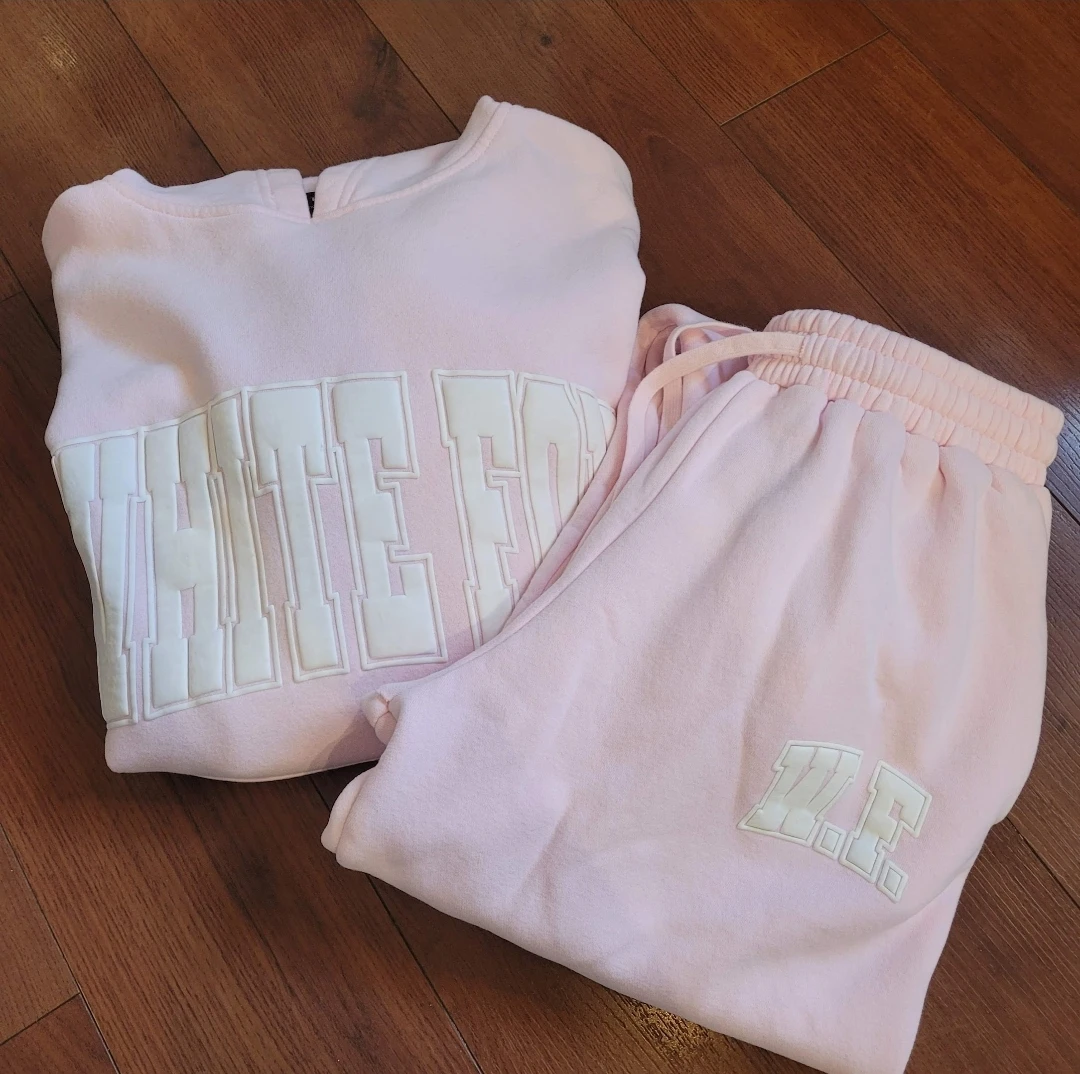White Fox Pink 2 Piece Lounge Set – Hoodie & Joggers – XXS/XS