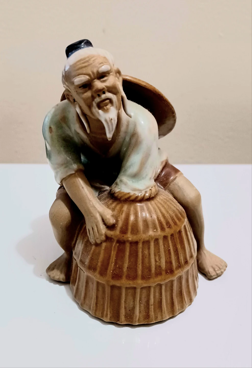 Vtg Handcrafted Mudman Fisherman Figurine