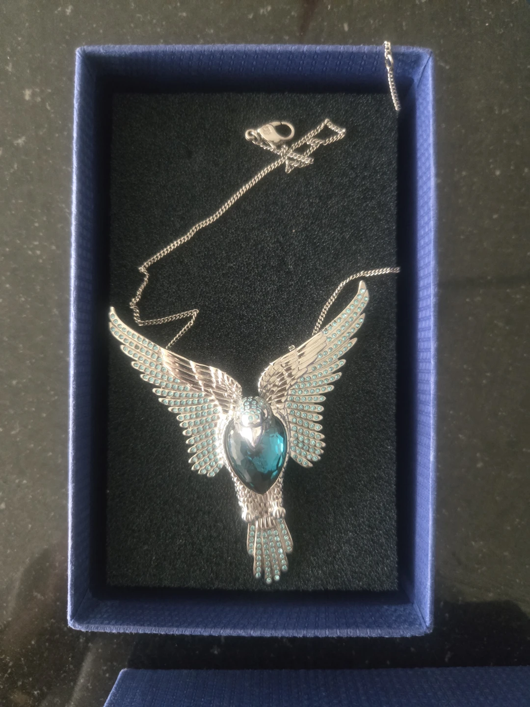 Sowavski Bird Necklace with Blue Gem