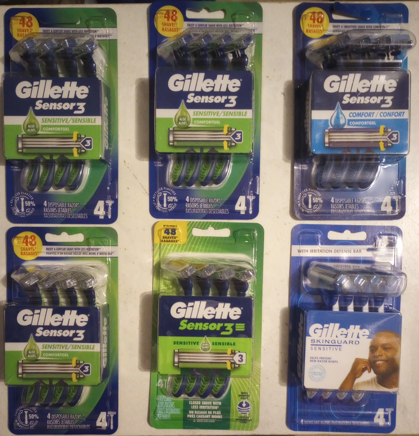 Gillette 4-pack Disposable Razors - lot of 6