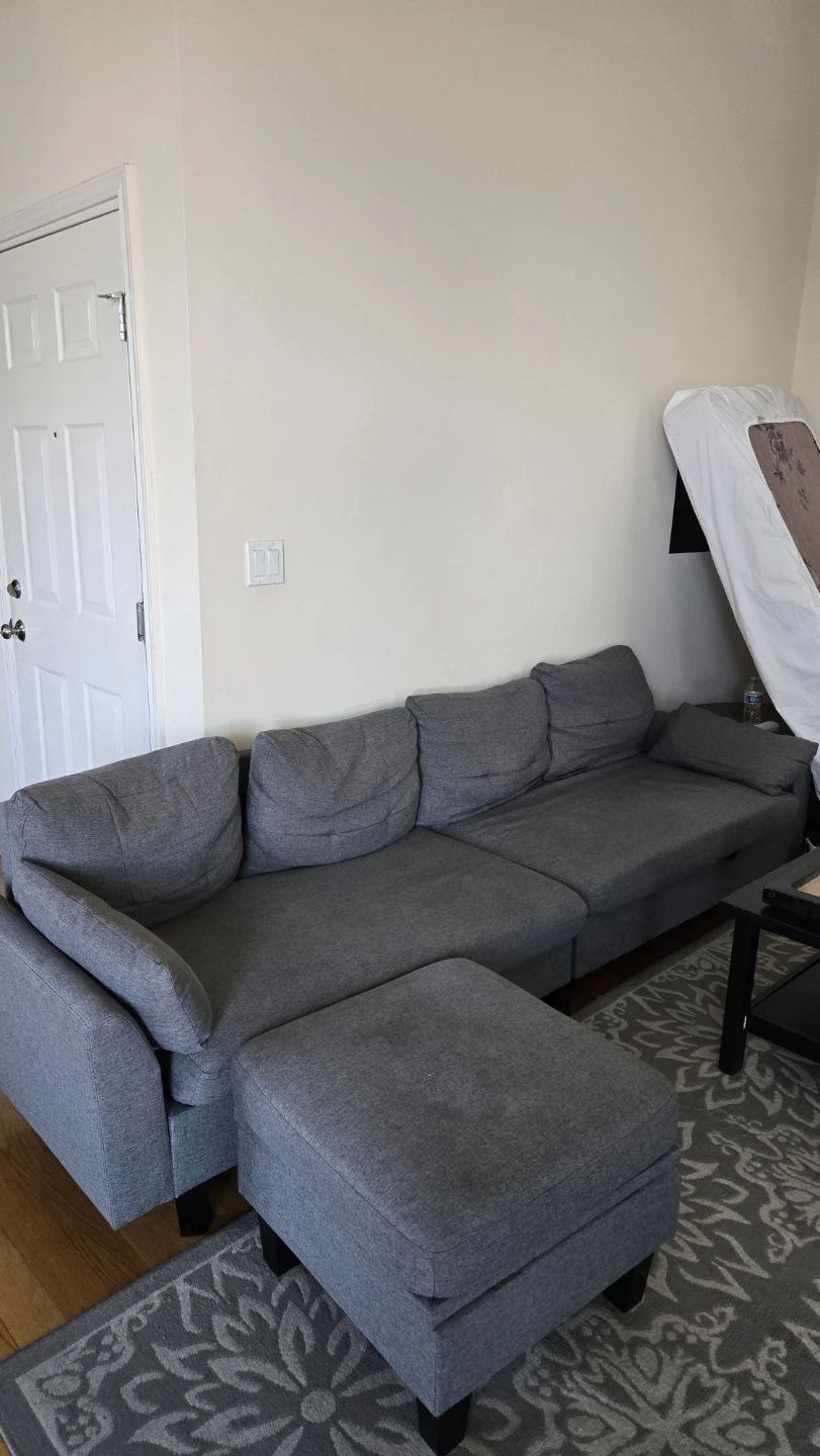 Gray Sectional Sofa with Ottoman