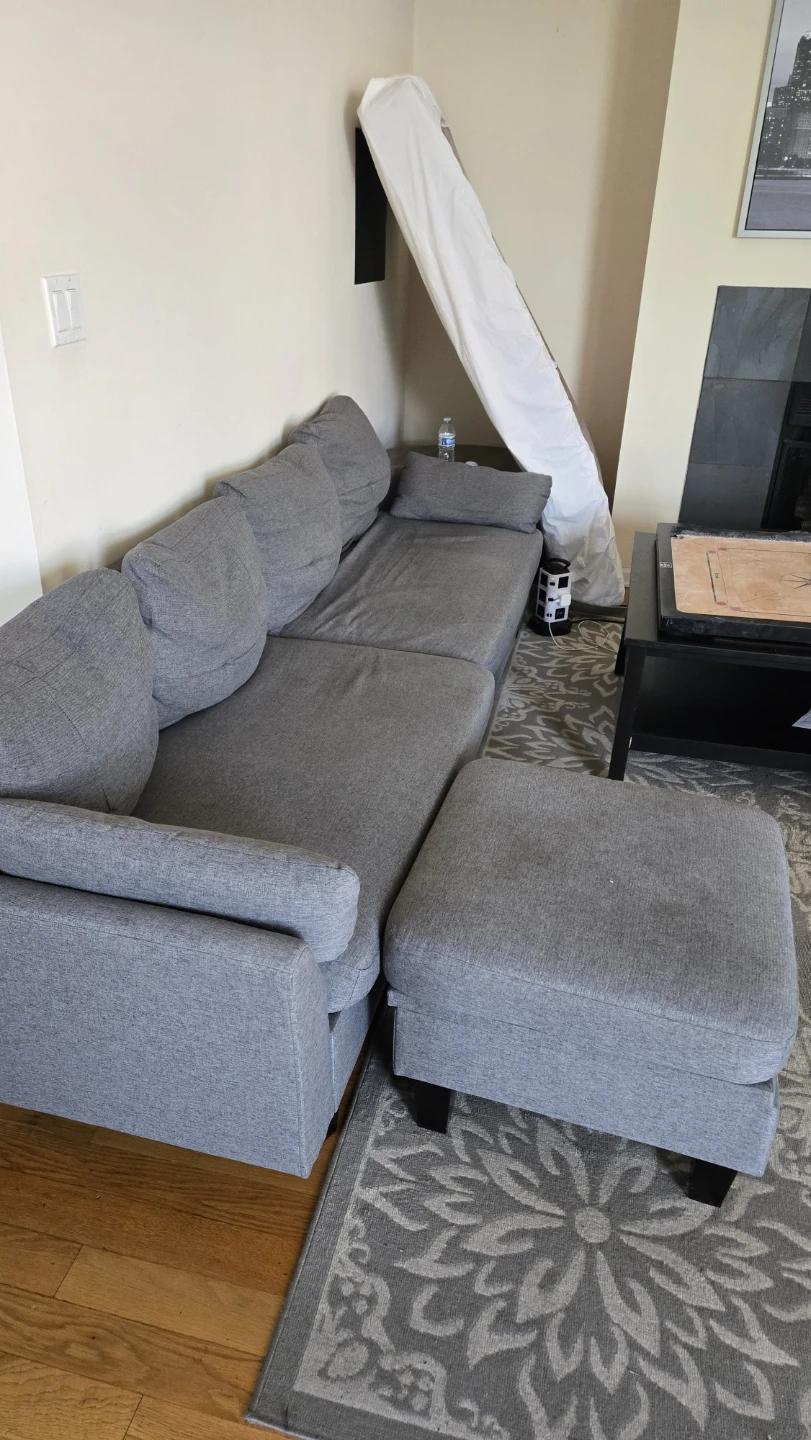 Gray Sectional Sofa with Ottoman - photo 2