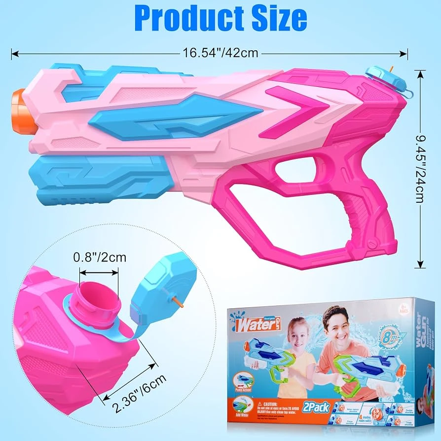Pink and Blue Water Blaster Toy Gun - 42cm - photo 2