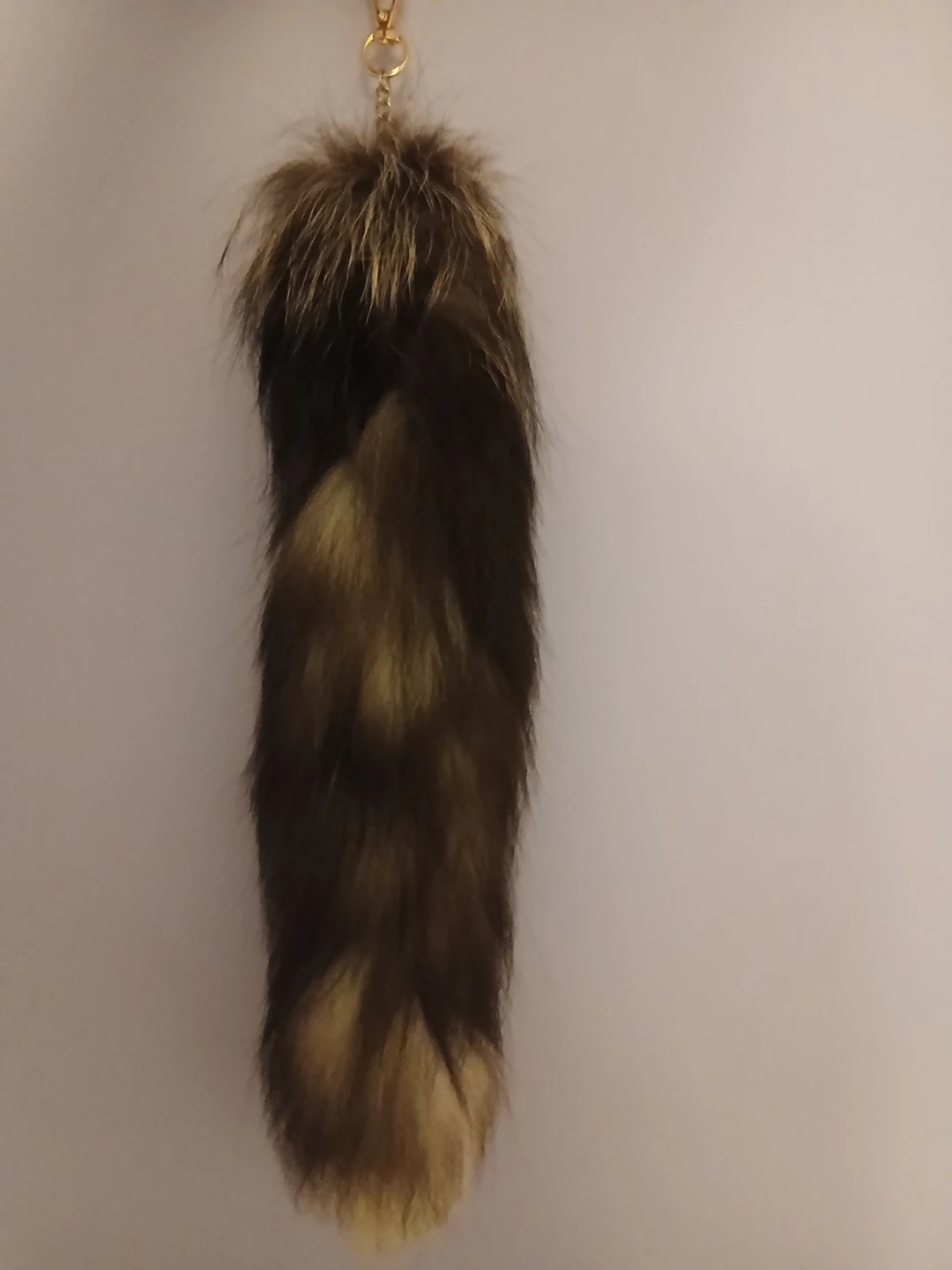 Natural Fur Tail Keychain Charm/metal rodded