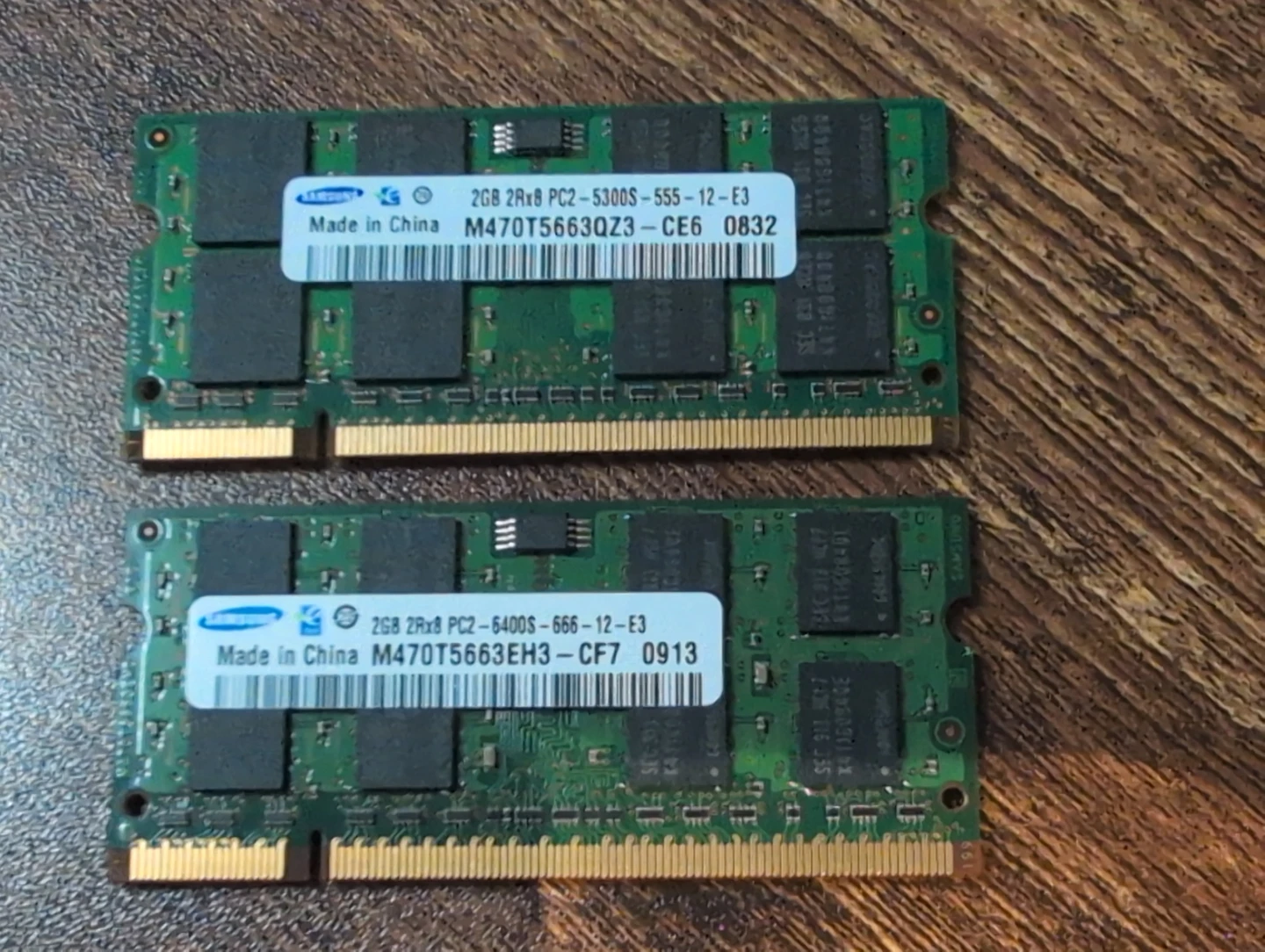 2x Samsung 2GB DDR2 Laptop RAM Modules