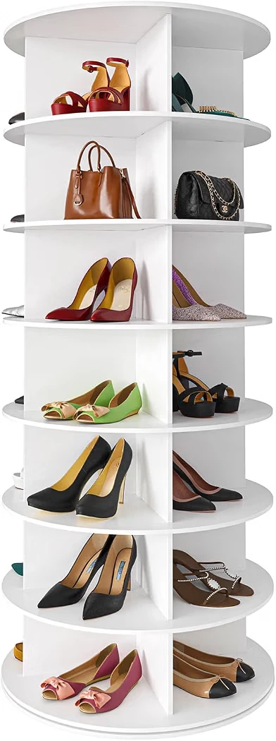 Space Aid Rotating White Shoe Rack