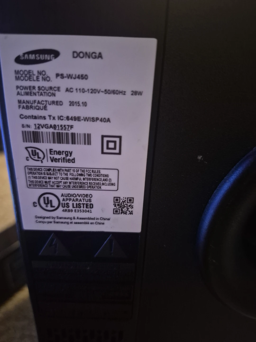 Samsung PS-WJ450 Dongle Subwoofer