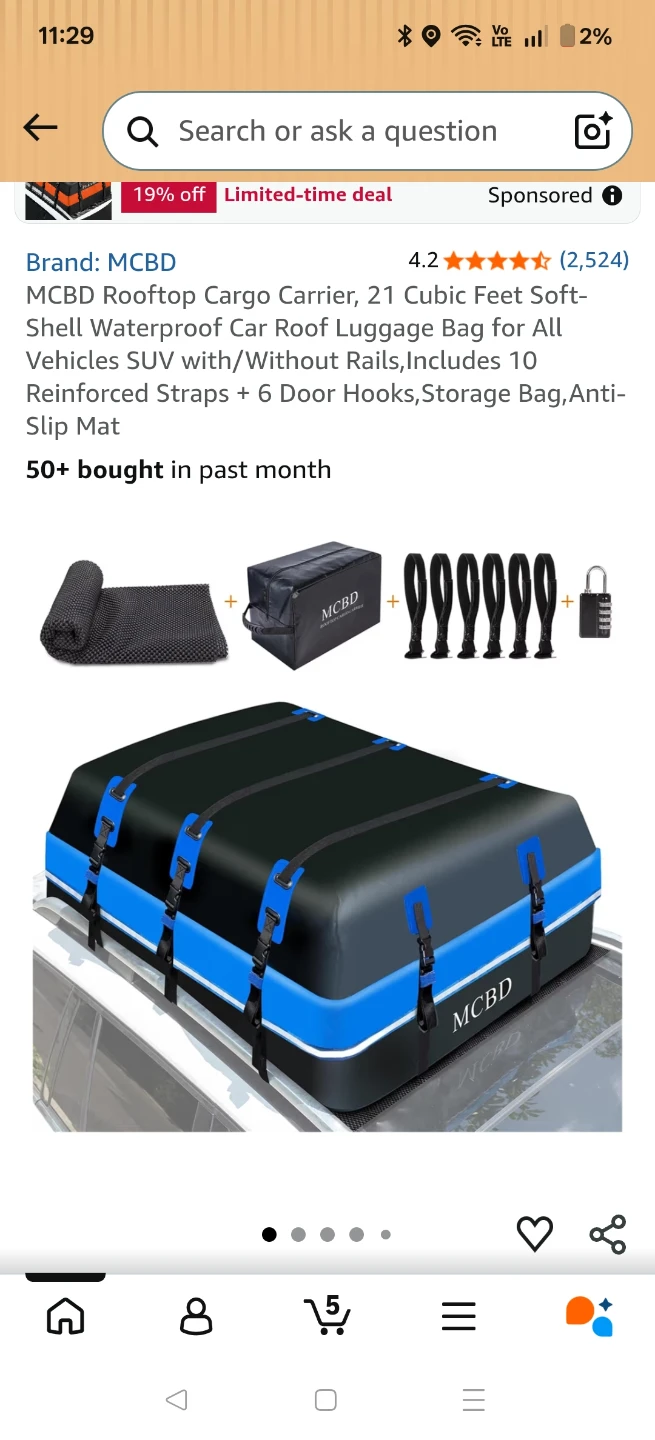 MCBD Rooftop Cargo Carrier, 21 Cubic Feet Soft-Shell