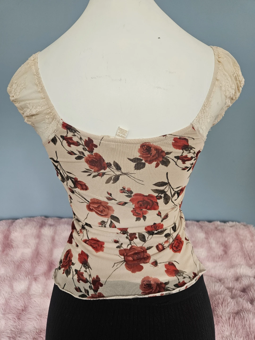 lace rose print top - photo 5