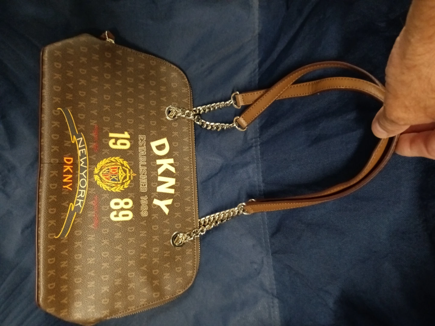 DKNY Brown Monogram Shoulder Bag