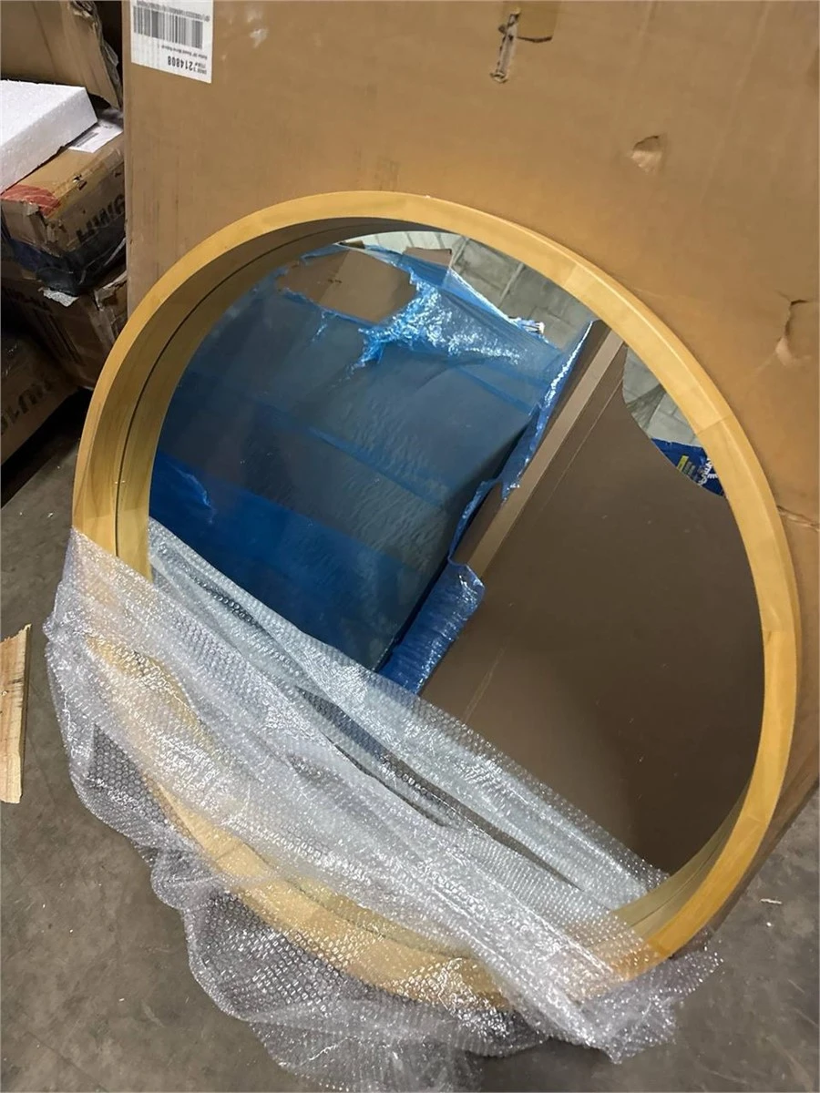 Round Wood Frame Mirror