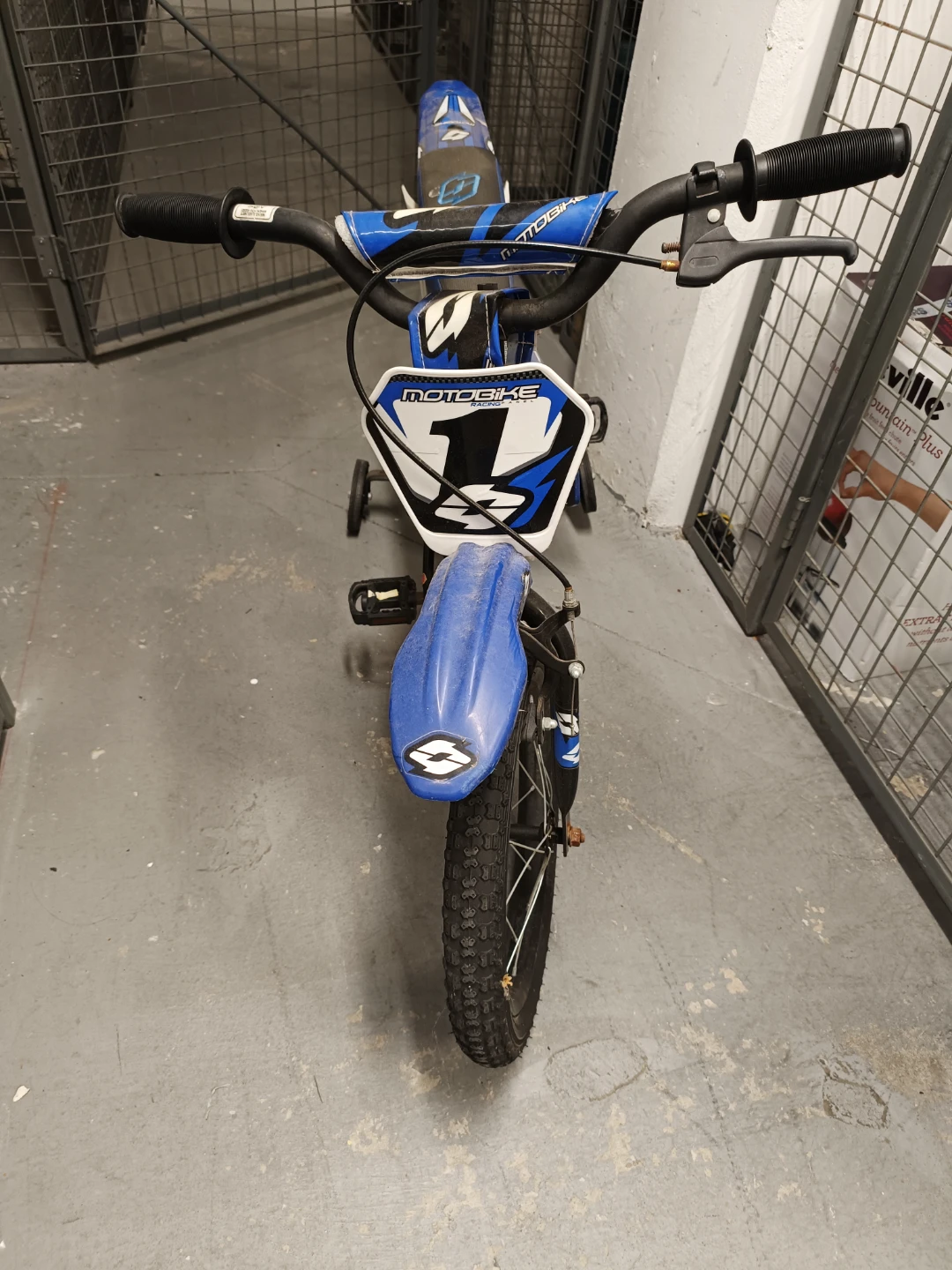 Kids Blue Motobike Bicycle with Training Wheels