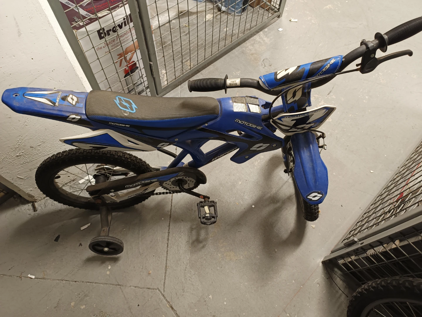 Kids Blue Motobike Bicycle with Training Wheels - photo 3