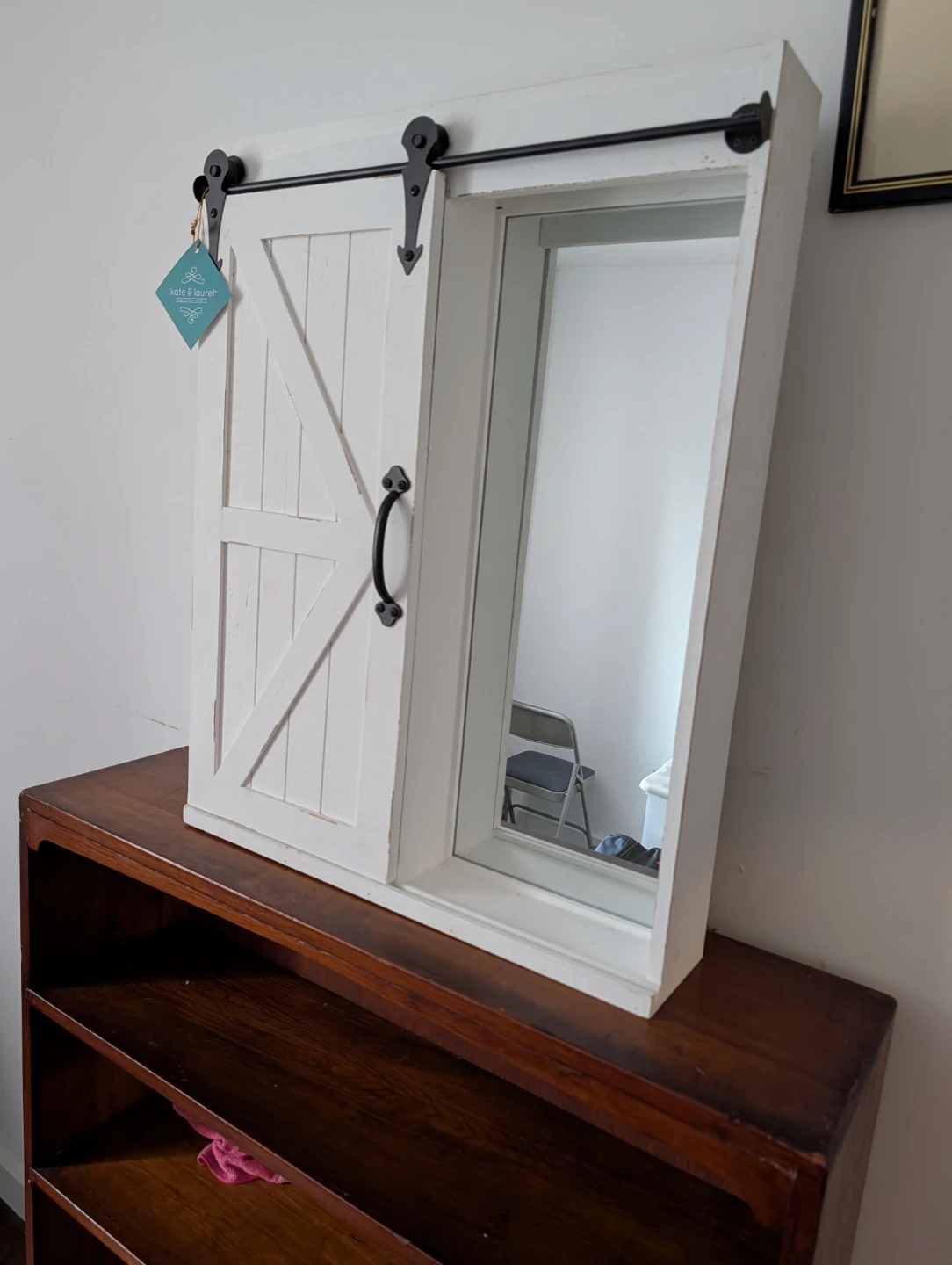 Kate & Laurel Barn Door Wall Shelf with Mirror - photo 4