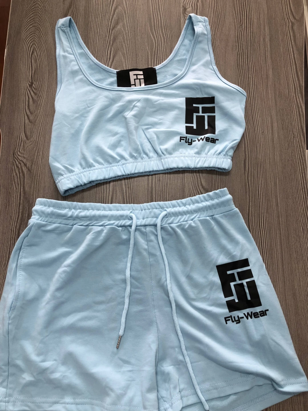 Fly-Wear Light Blue Crop Top & Shorts Set