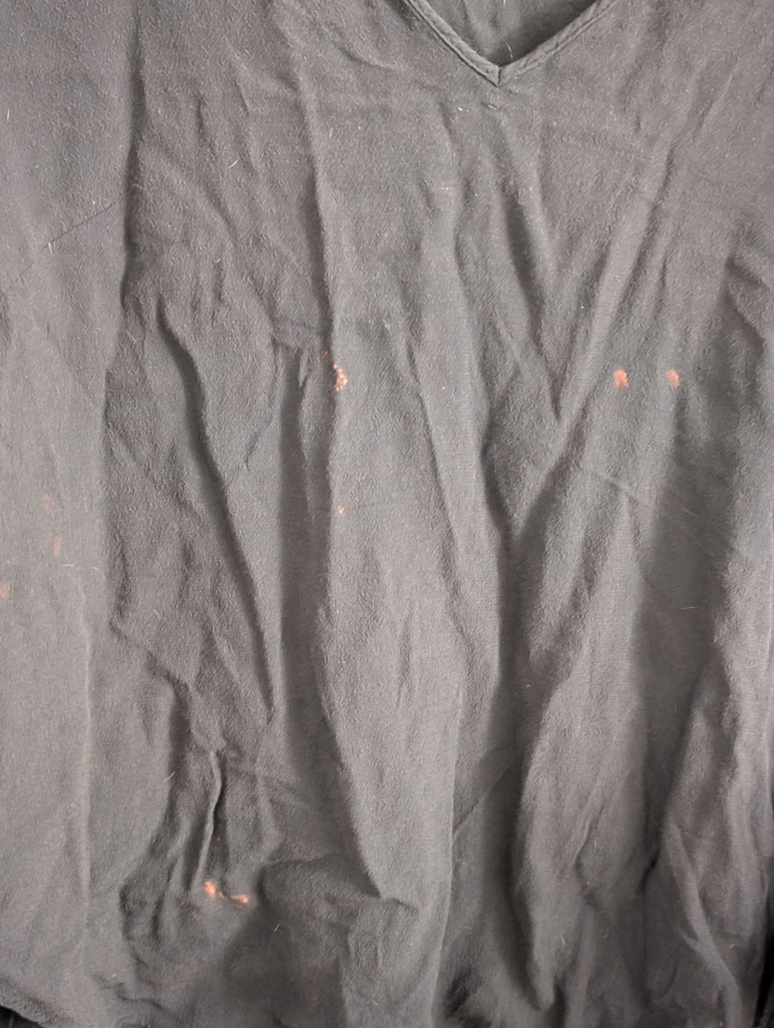H&M Black V-Neck Distressed T-Shirt Blouse some stains 23" ptp - photo 2