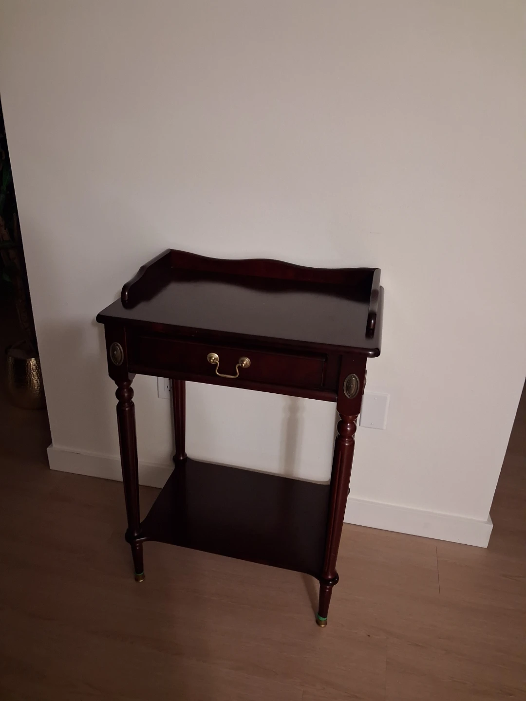 Dark Wood End Table with Drawer