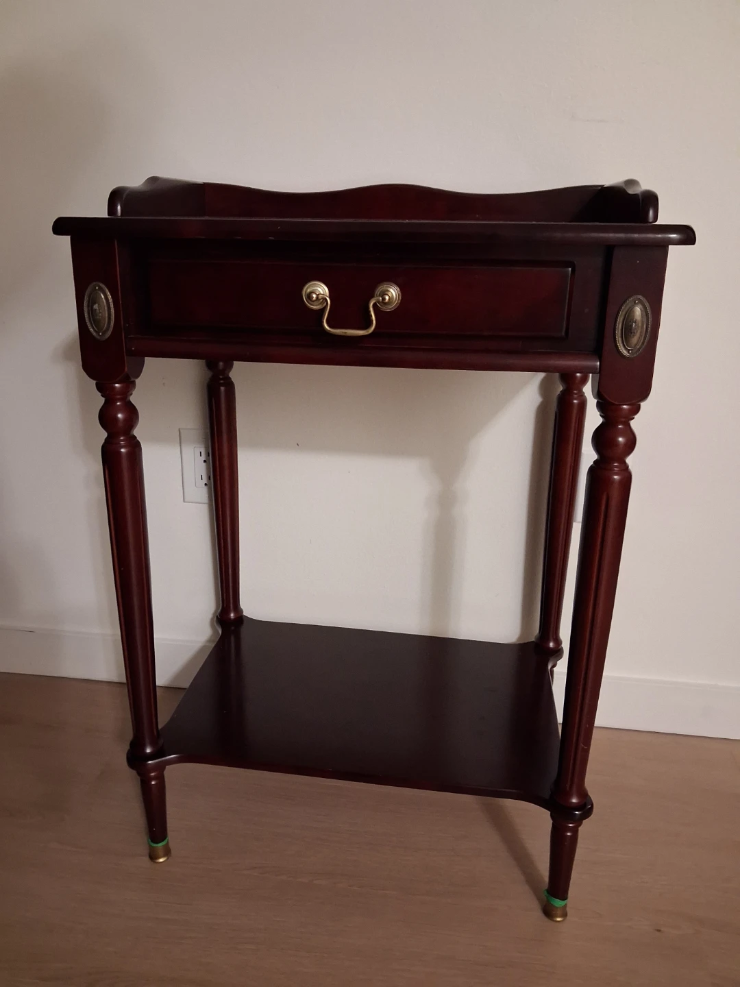 Dark Wood End Table with Drawer - photo 3