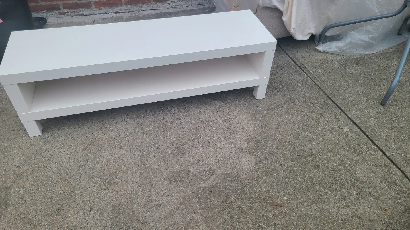 White TV Stand/Media Console with Shelf