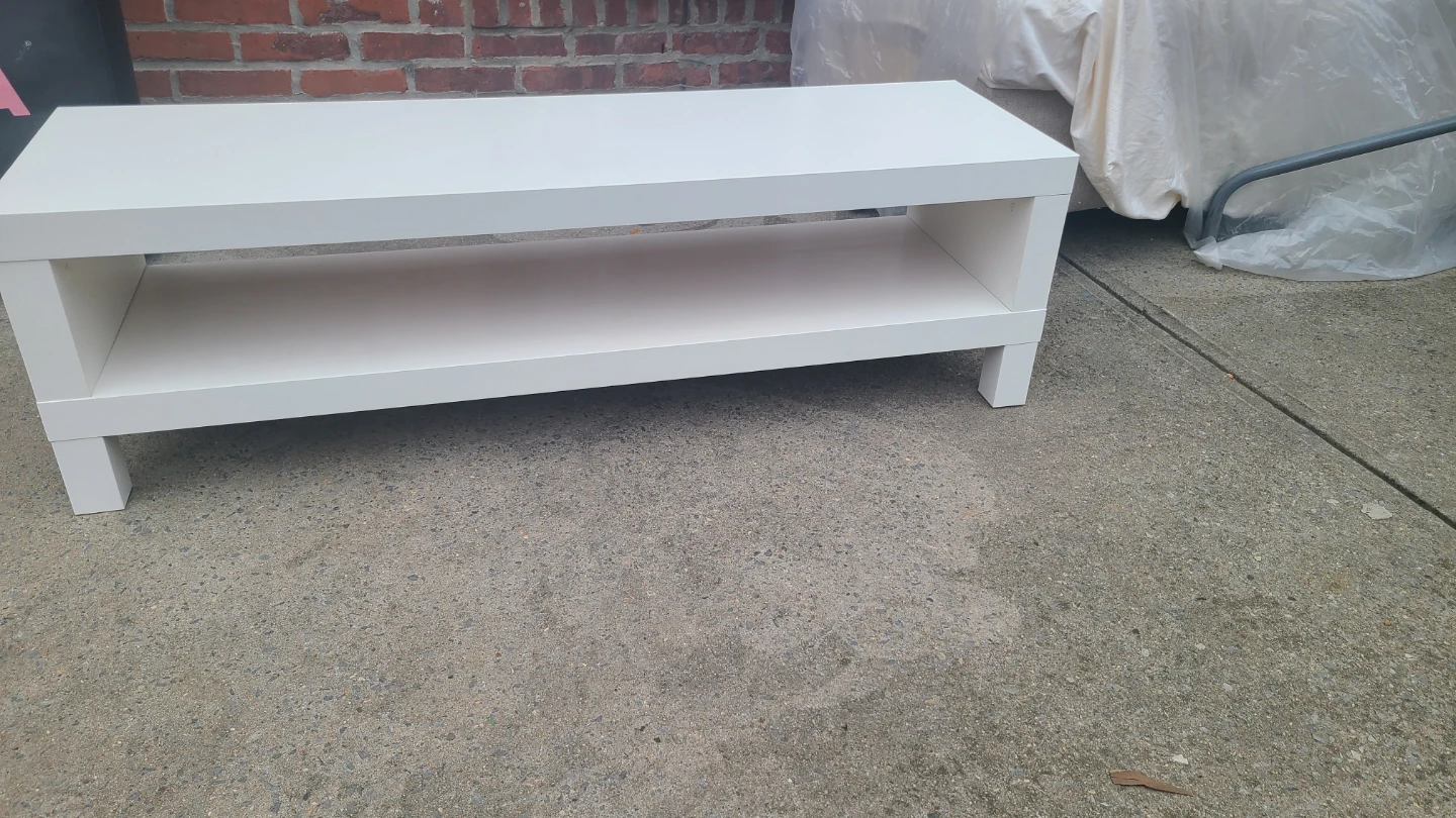 White TV Stand/Media Console with Shelf - photo 2