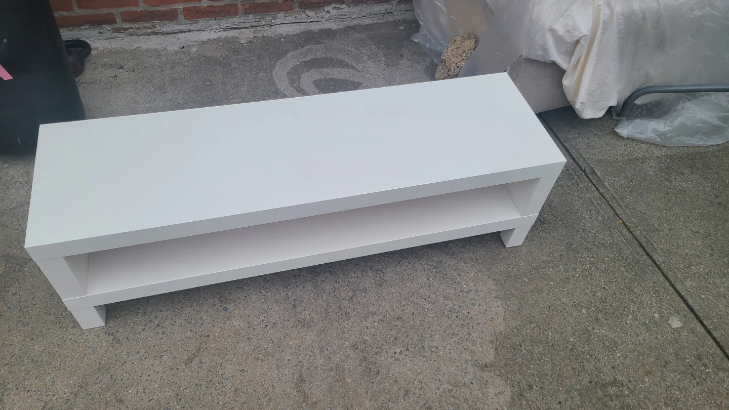 White TV Stand/Media Console with Shelf - photo 3