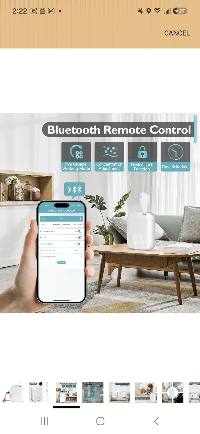 White Bluetooth Scent Diffuser with Remote Control - photo 3