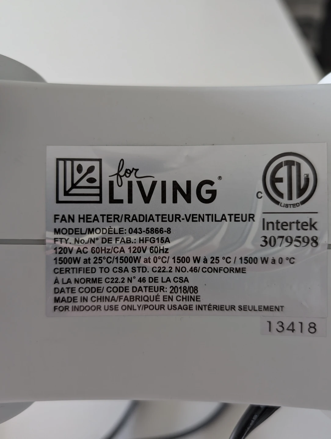 Fan heater needing plug replacement - photo 2
