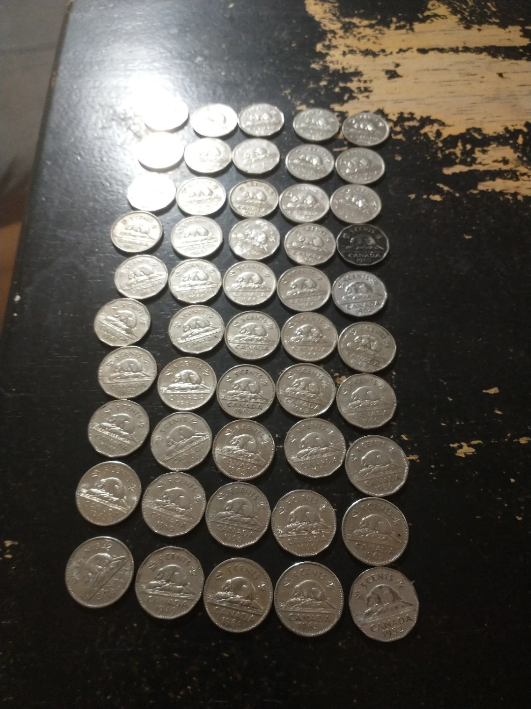 50 Canadian Nickels, 1950-1965