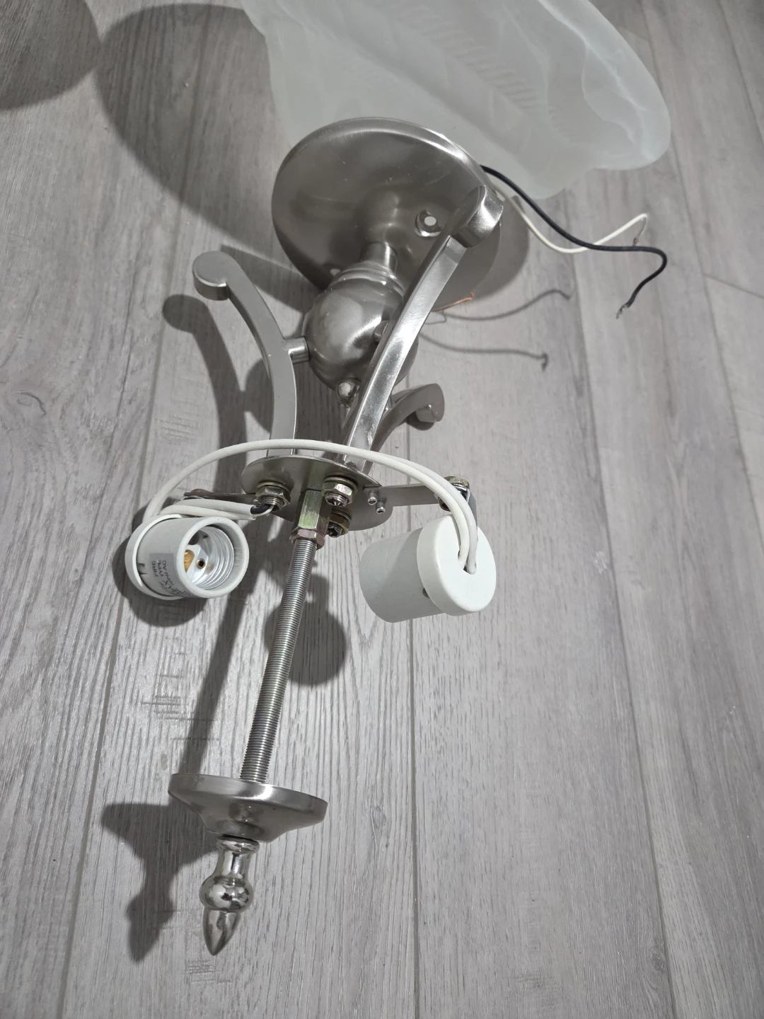 Set of 3 Brushed Nickel Ceiling Lights with Frosted Glass Shades - photo 2