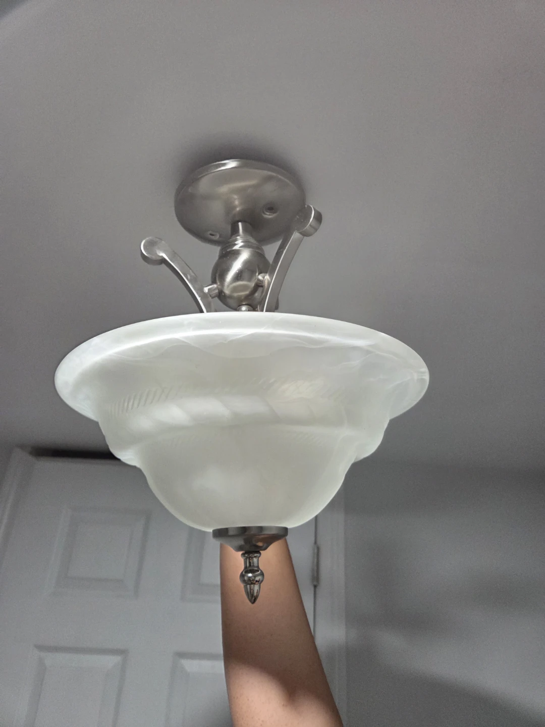 Set of 3 Brushed Nickel Ceiling Lights with Frosted Glass Shades - photo 3