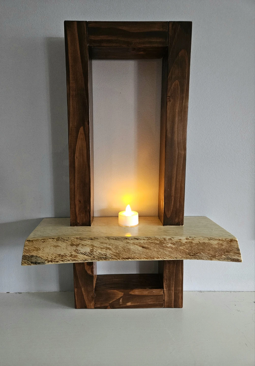 Framed Live Edge Wood Shelf