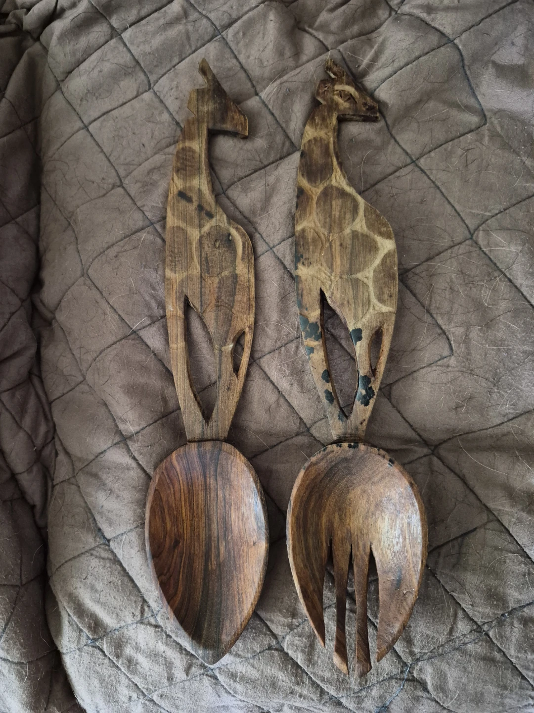 Wooden Giraffe Spoon and Fork Set