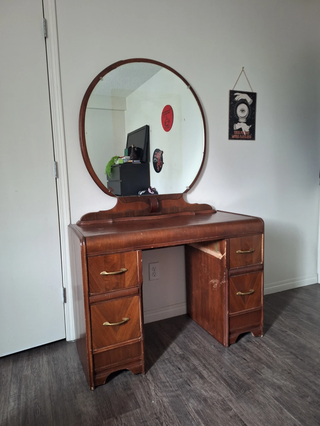 Vintage Vanity Desk with Mirror