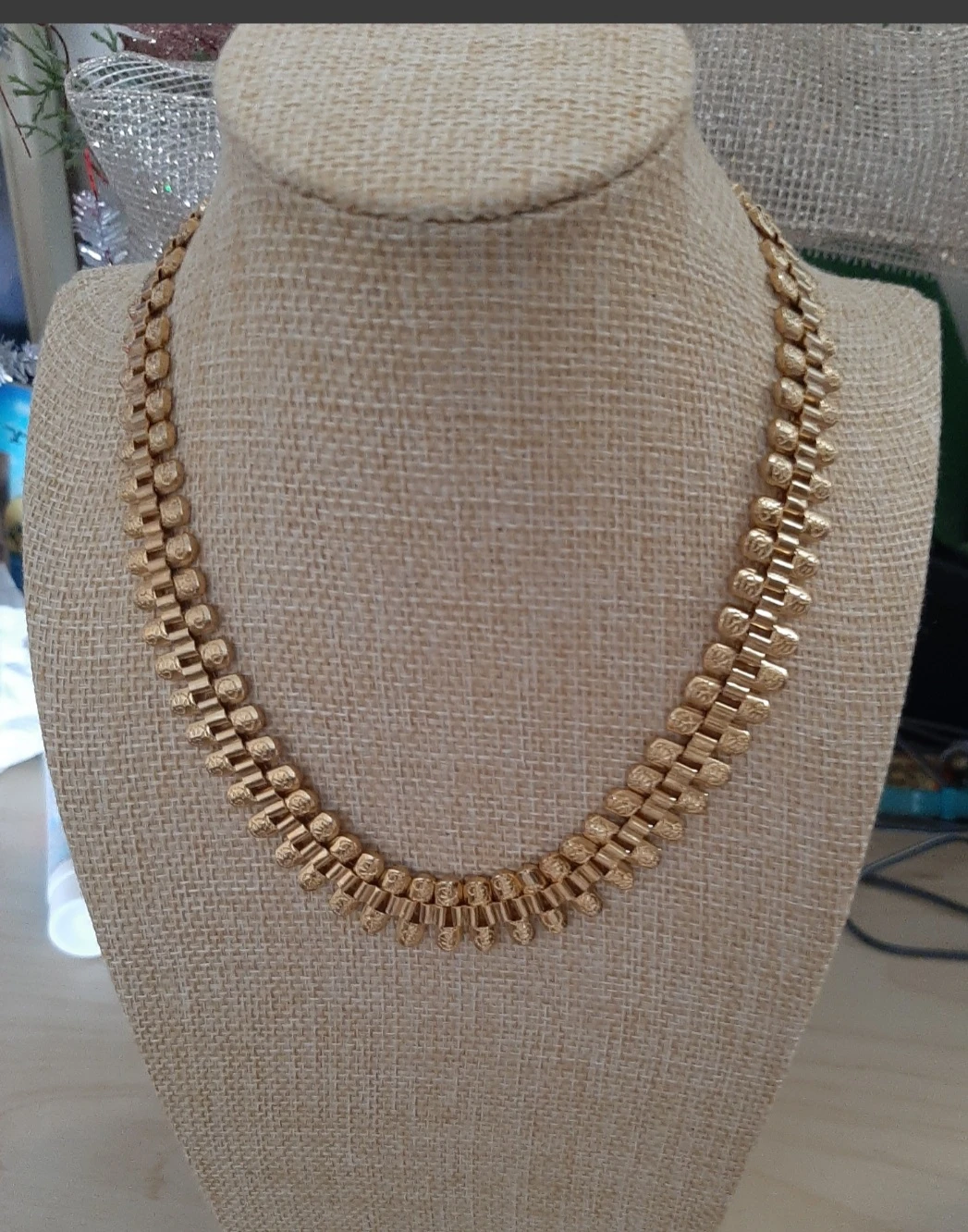 Gold tone statement necklace