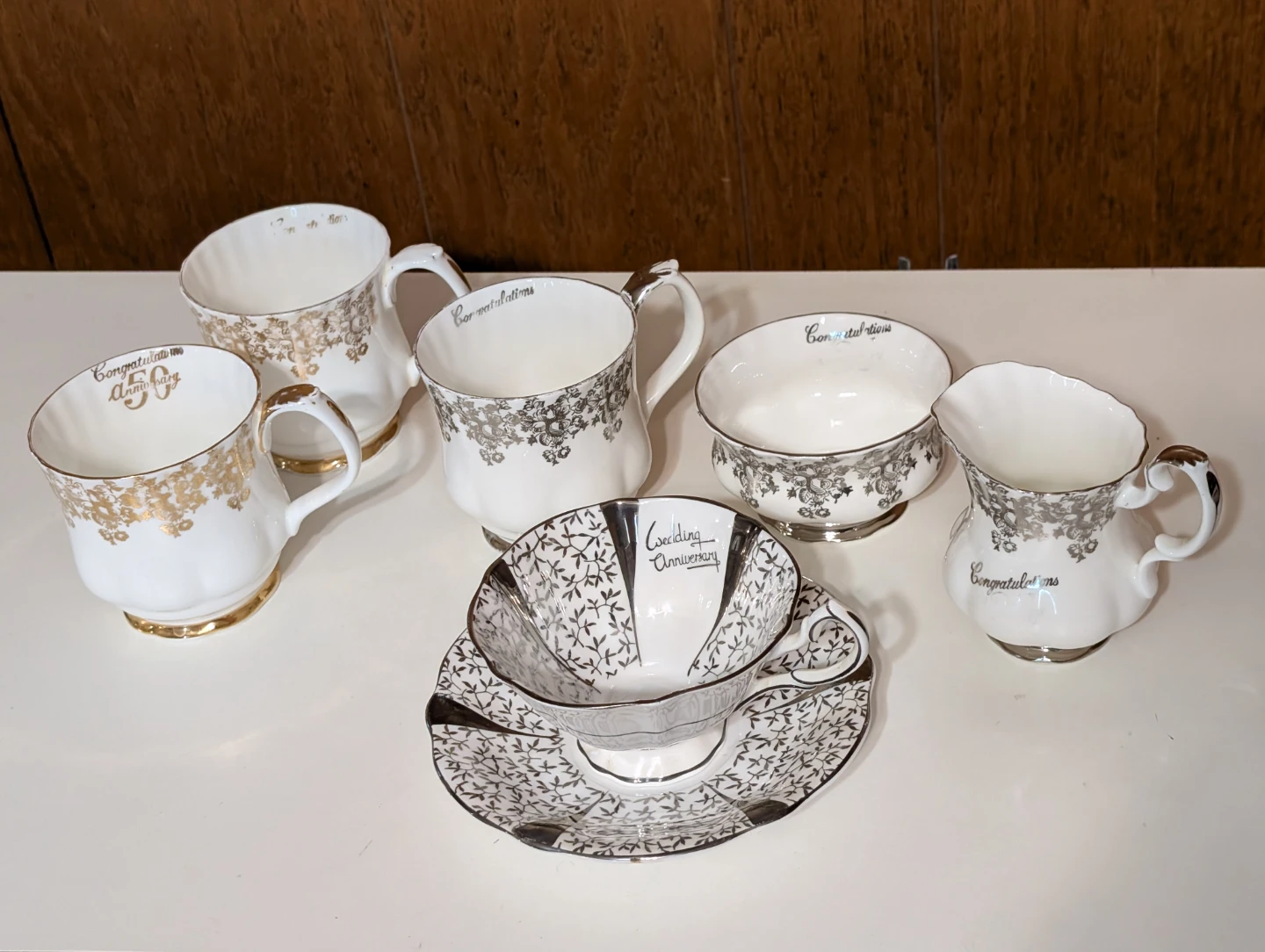 Vintage Bone China Anniversary Tea Set (7 pieces)