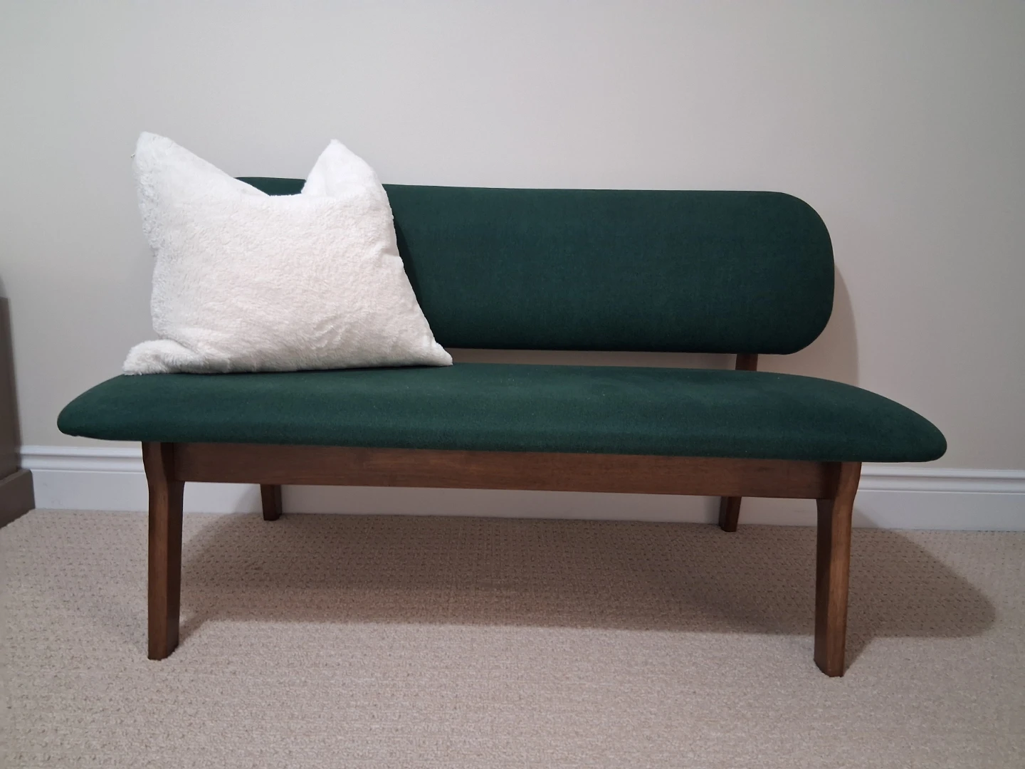 Green Upholstered Bench with Wooden Legs - photo 2