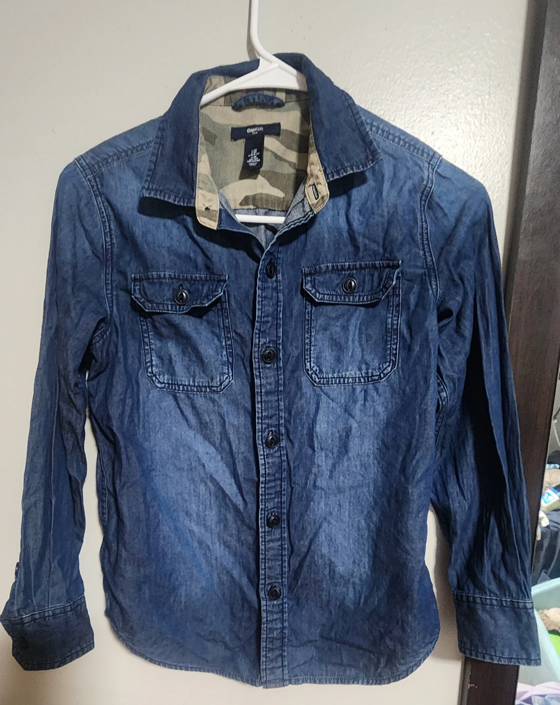 GapKids Denim Shirt with Camo Collar
